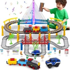 Electric Train Set with Light-Up Tracks